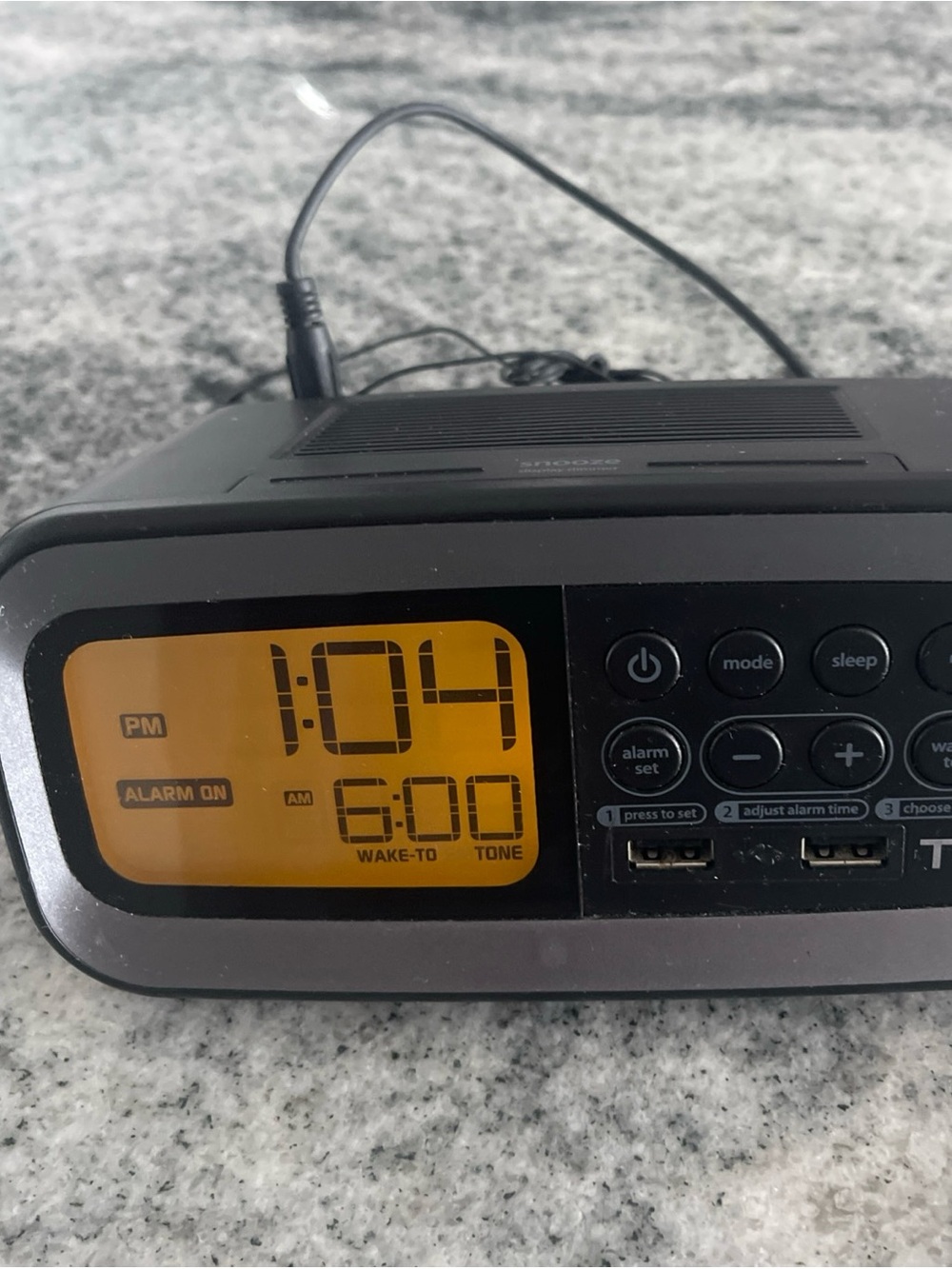 Timex T1305 FM Alarm Clock w/ Dual USB Charging Ports (Tested See Pics)